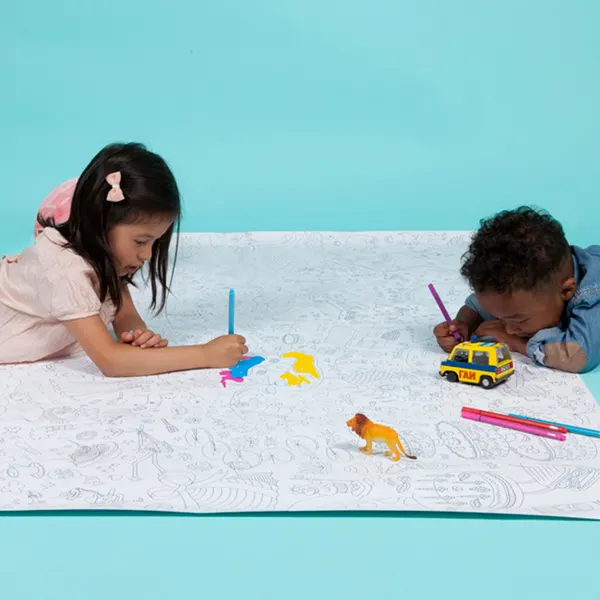 Giant coloring maps. Not only a fun but also educational activity for kids. Maps of Paris, London, Barcelona and New York. A great activity to keep the kids busy on a rainy or snowy day