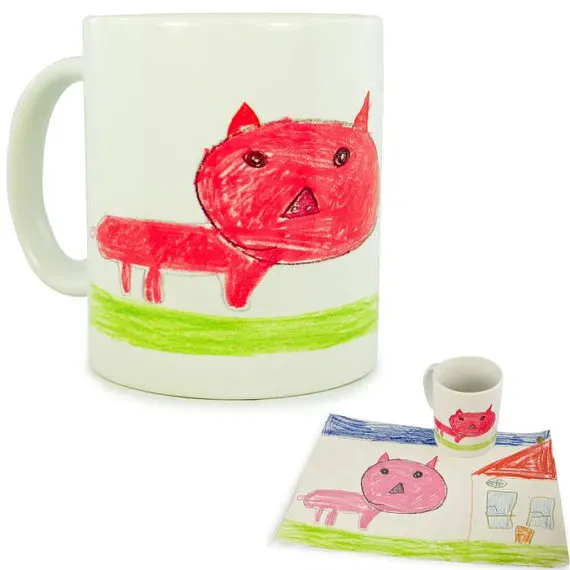 Turn kids artwork into gifts: mugs