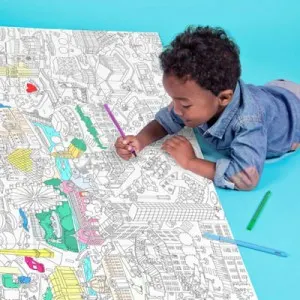 The gift of drawing: giant coloring maps of Paris, London, Barcelona and New York and crayons