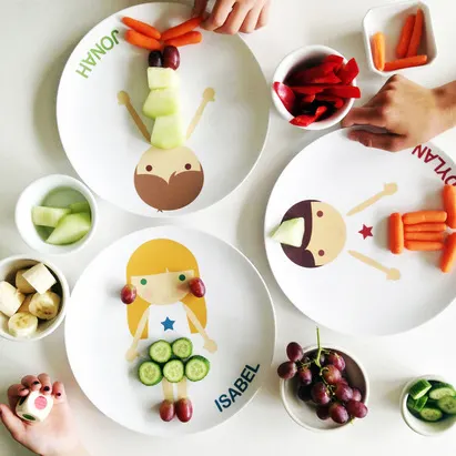 Personalized plates for picky or good eaters. A good trick to keep kids at the table during dinner: playing with food may help preschoolers become less picky eaters | at Non Toy Gifts