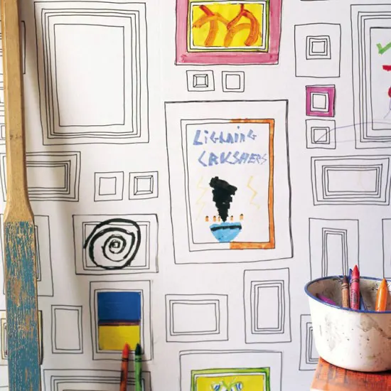 Coloring wallpaper for kids. Frames that kids can color anyway they want and create an unique wall art in their bedroom. | at Non Toy Gifts