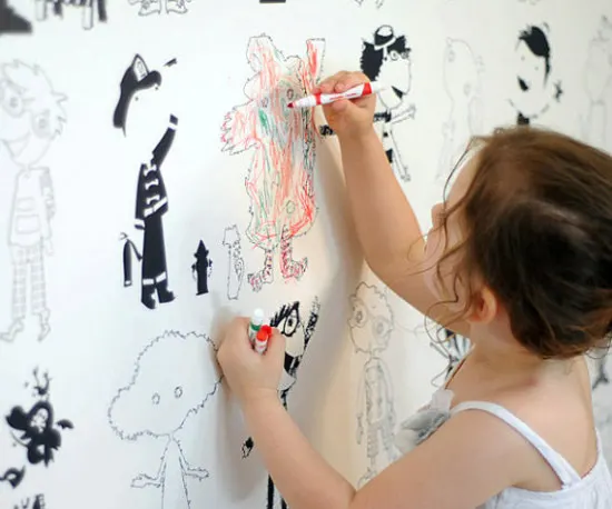 5 Coloring Wallpapers to use in kids bedroom or playroom. Kids will love to be able to color on walls. | at Non Toy Gifts