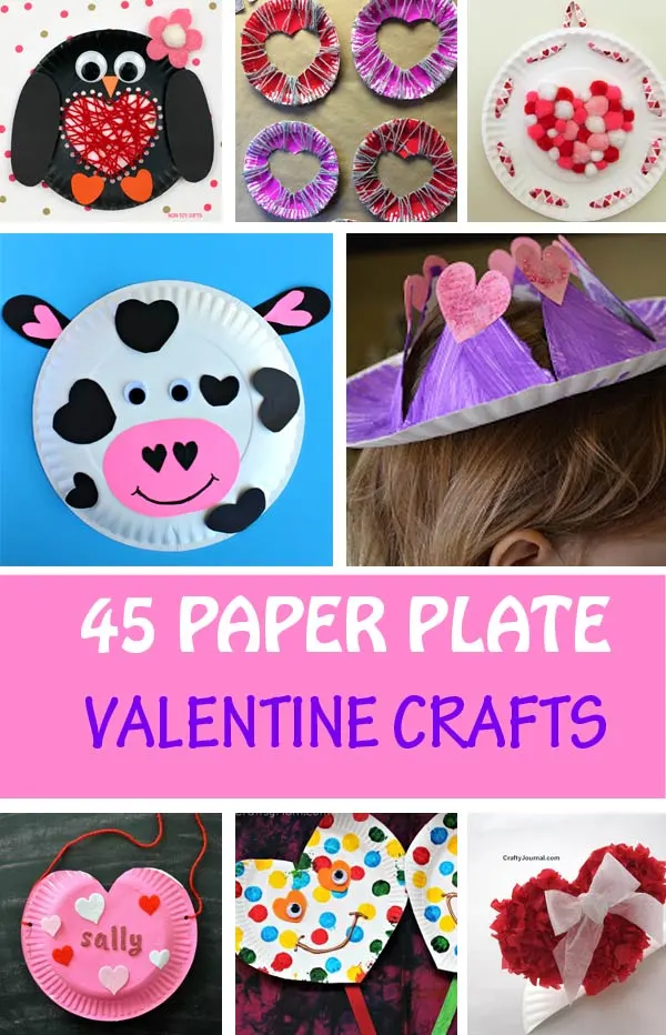 paper plate Valentine crafts for kids: hearts, card holders, love bugs, decorations,