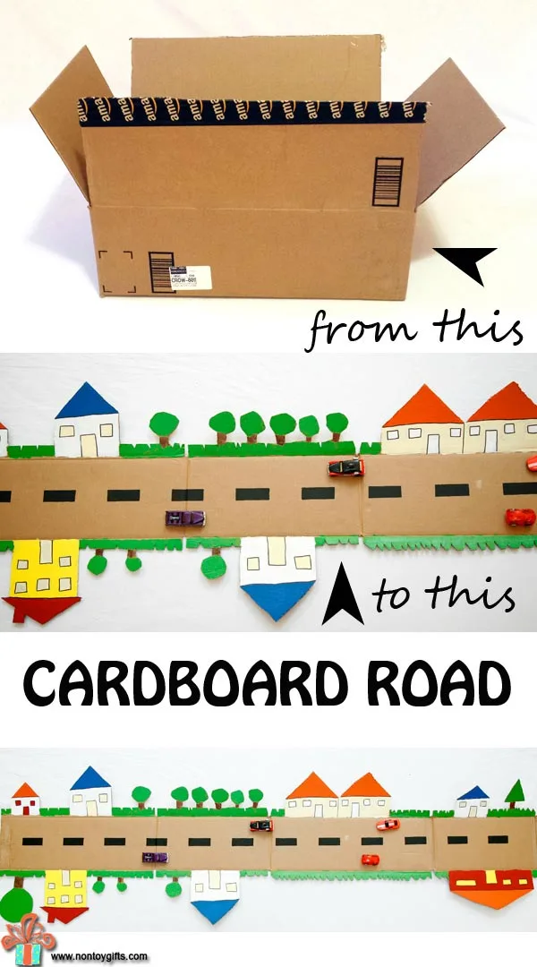 cardboard road from cardboard box