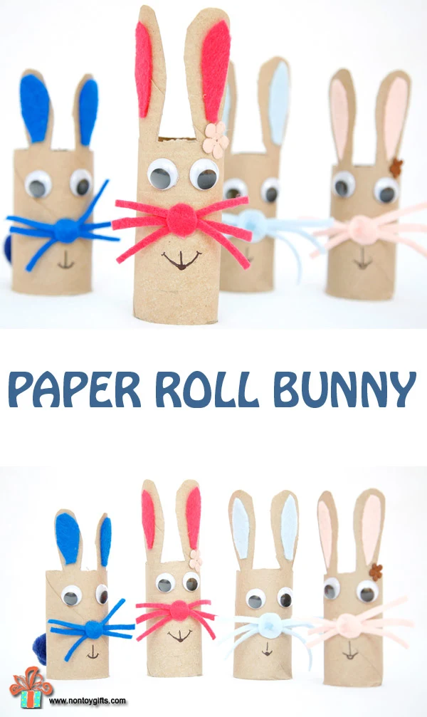 Easter bunny craft for kids. Simple craft from toilet paper / towel paper roll. | at Non Toy Gifts