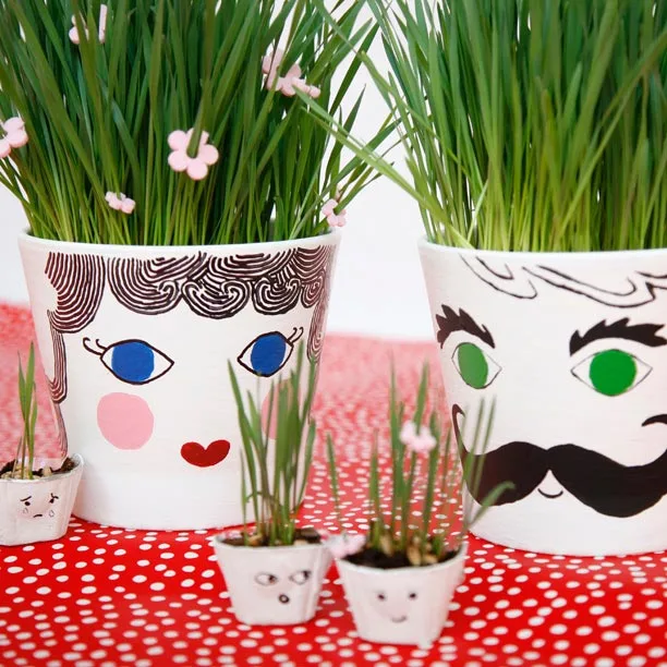 Grass head pots to make for kids this spring or summer. A fun nature craft. | at Non-Toy Gifts