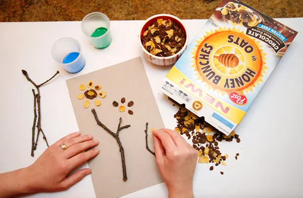 Use twigs and cereals for a flower craft for kids. Adorable spring or summer craft. |at Non Toy Gifts