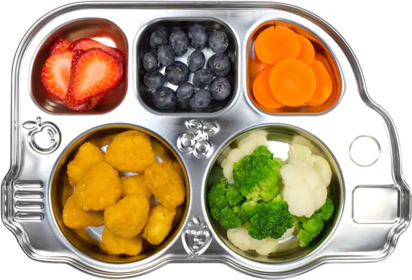 Alternatives to plastic plates for kids. Non-toxic, fun and colorful plates for kids for a healthy dinner. Ceramic, natural wood, silicone, glass and stainless steel are great eco-friendly materials. | at Non Toy Gifts