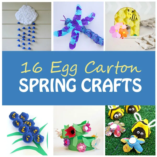 16 egg carton spring crafts for kids: bees, flowers, caterpillar, mushrooms, strawberries and more. Easy recycled crafts for preschoolers and kindergartners. | at Non Toy GIfts