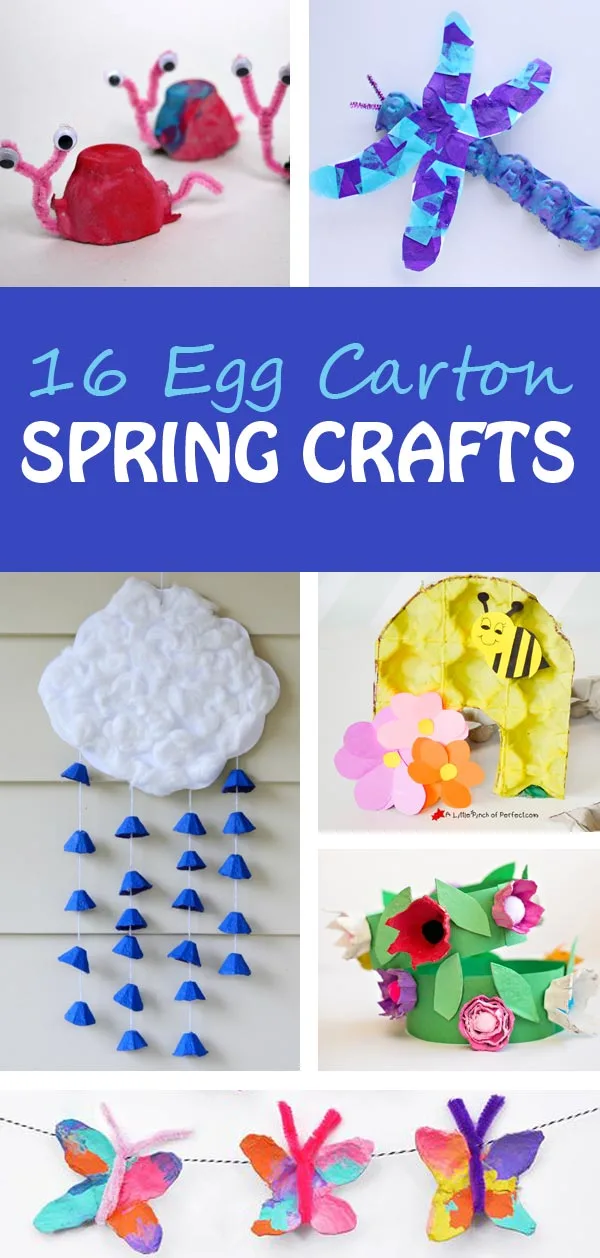 16 egg carton spring crafts for kids: bees, flowers, caterpillar, mushrooms, strawberries and more. Easy recycled crafts for preschoolers and kindergartners. | at Non Toy GIfts