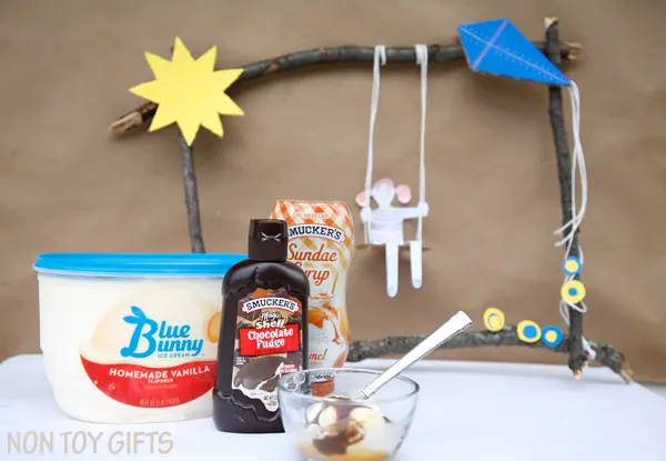 A nature craft and a big bowl of ice cream is the recipe for a perfect summer family day.