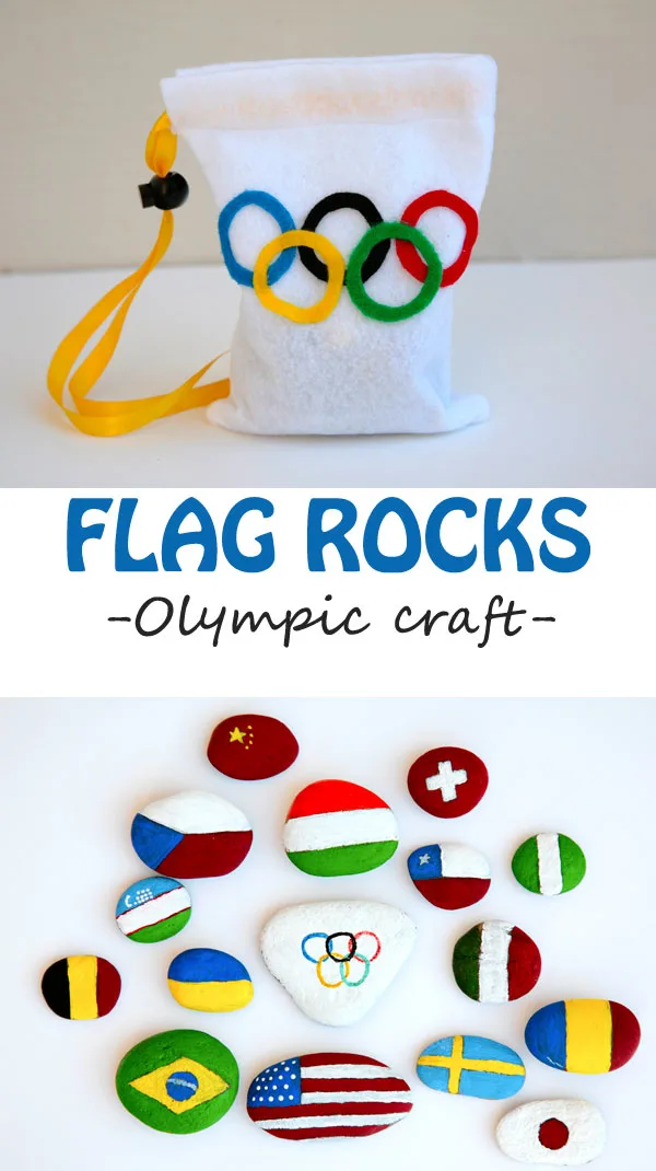 Painted flag rocks - a creative and educational Olympic craft. A great opportunity for kids to learn about the participating countries to the Olympics. | at Non Toy Gifts