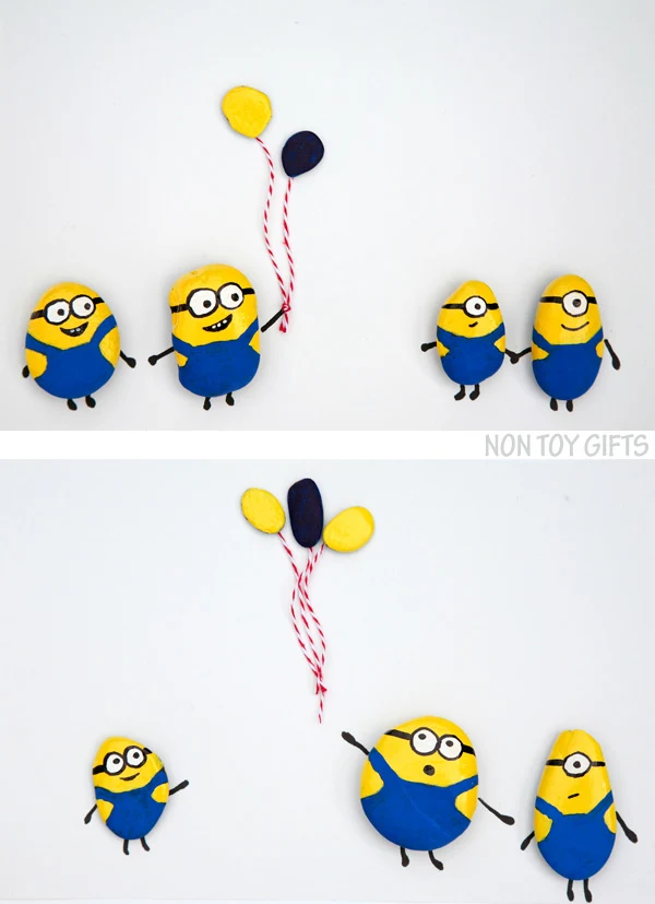 Minion Cards. These painted Minion rocks or stones make a super cute and simple craft for all Minion fans out there: kids and parents.