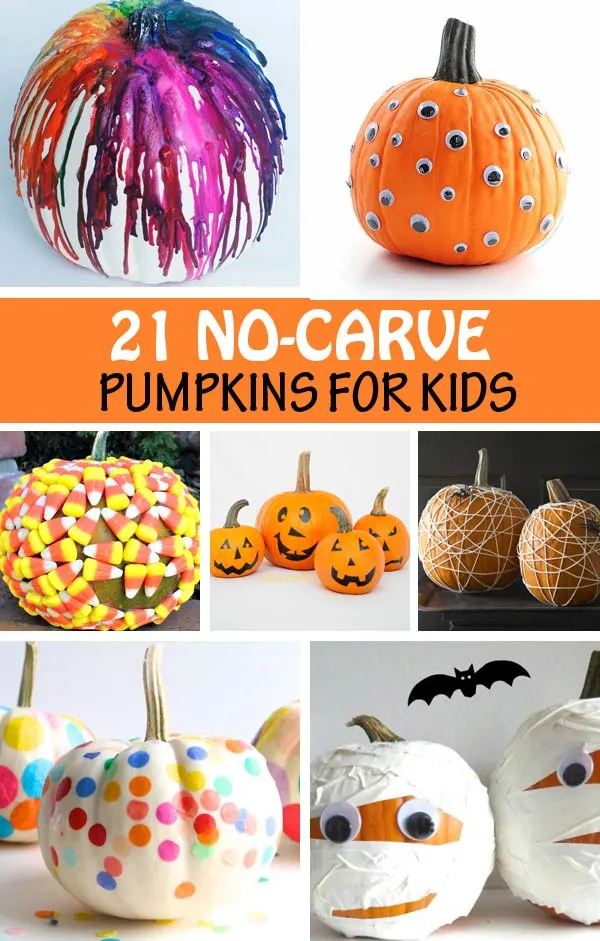 No-carve pumpkin ideas for kids to make this Halloween. Great for preschoolers and toddlers.