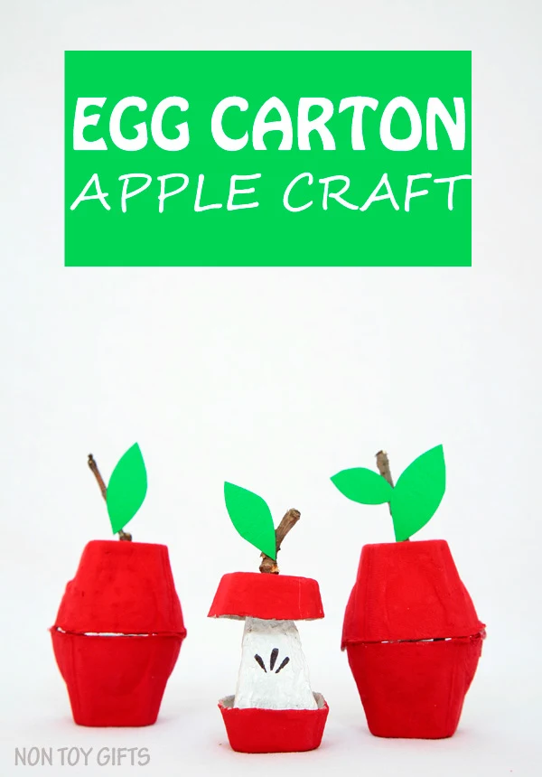 Egg carton apple craft. Simple fall craft to try with kids. A nice craft that uses recyclable materials | at Non Toy Gifts