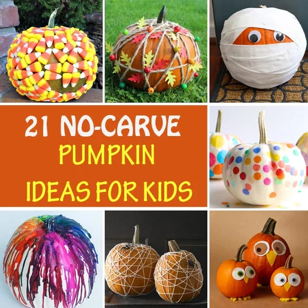 No-carve pumpkin ideas for kids to make this Halloween: paint, glue, draw but no carving tools needed