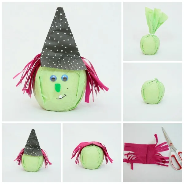 Healthy witch treats to make for kids for Halloween - apple or orange treats