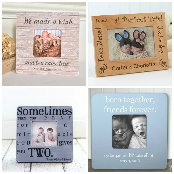 Personalized photo frames for twins' first Christmas