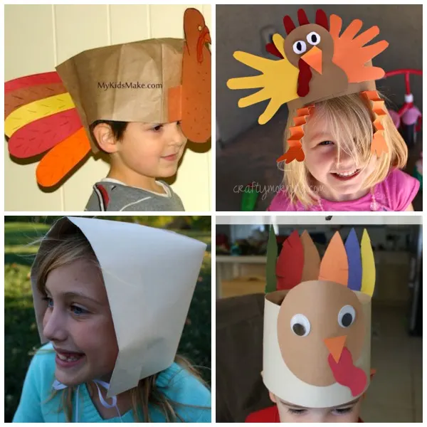Thanksgiving hats : turkey hats and pilgrim bonnet