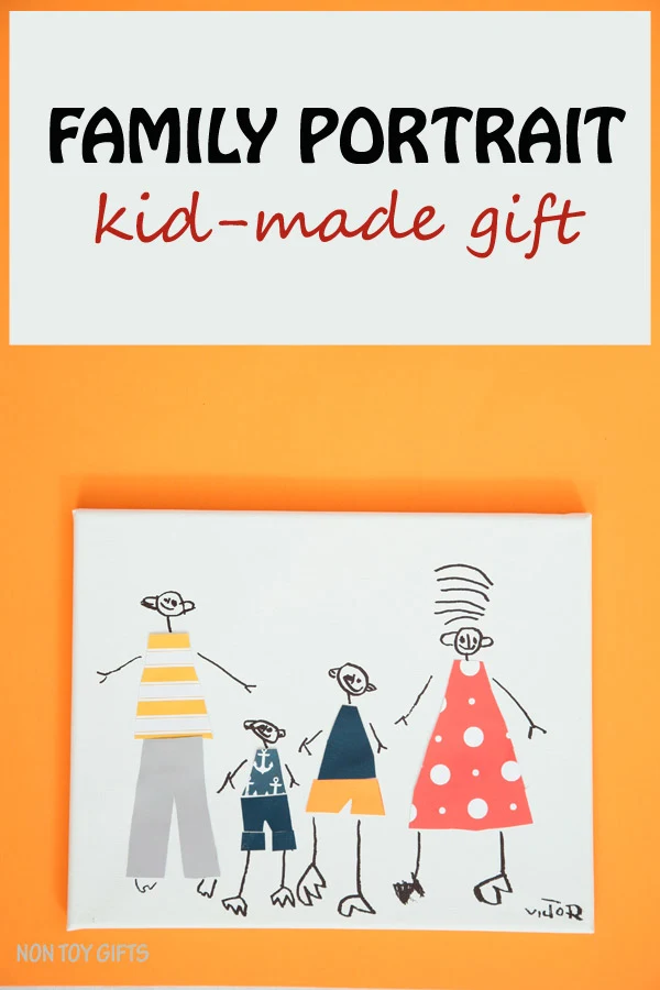 Family portrait : kid-made gift. Kids as young as preschoolers can make these fun and special family portrait gifts for grandparents to open on Christmas day. | at Non Toy Gifts