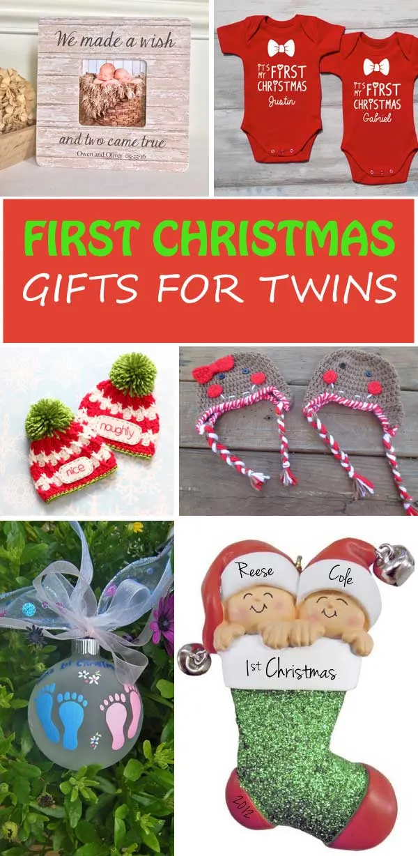 Twins' First Christmas Gifts. A great gift guide to use for first Christmas, first birthday or baby shower. | at Non-Toy Gifts