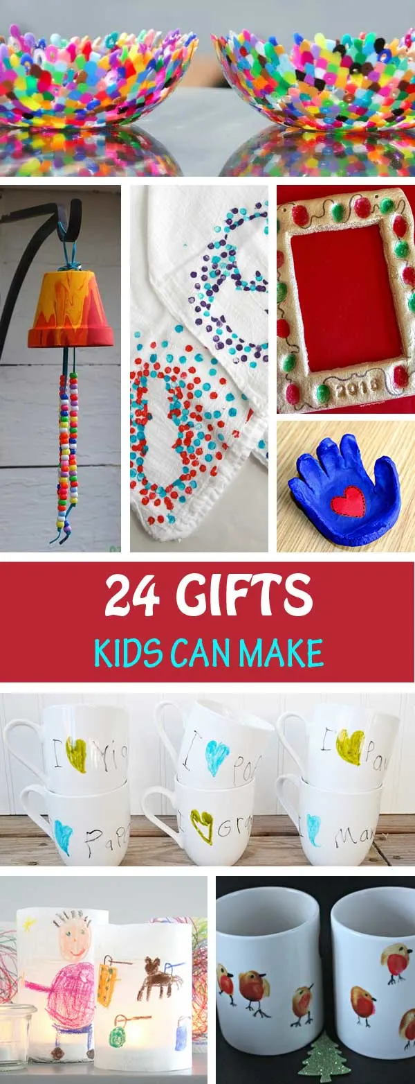 Gifts kids can make for mom, dad, grandma, grandpa, teachers. Handmade Christmas gifts for toddlers, preschoolers, kindergartners and older kids. #Christmas #KidMadeGift