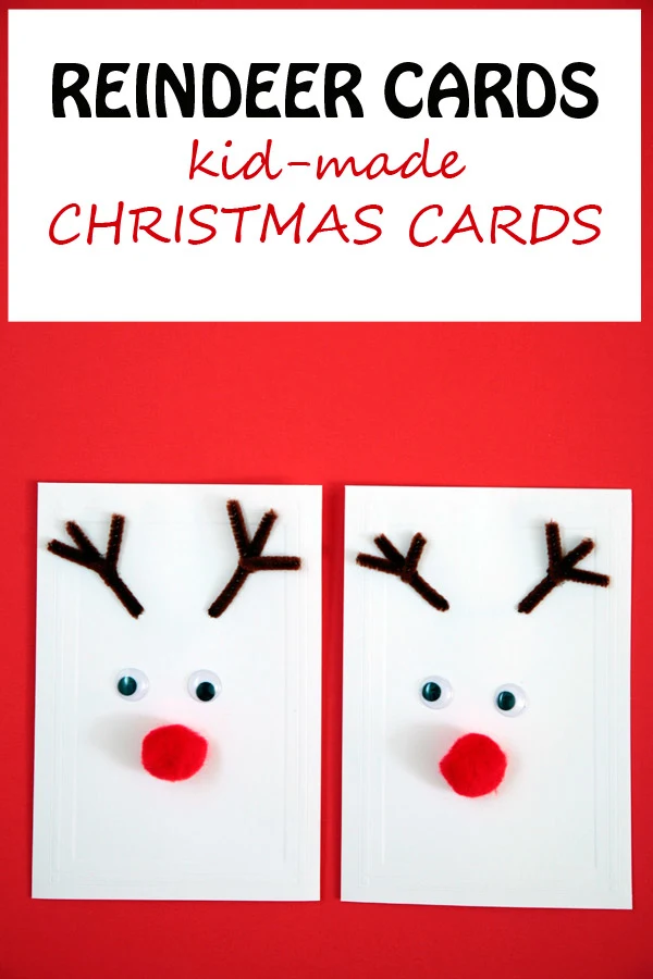 Christmas reindeer cards preschoolers and older kids can make on their own