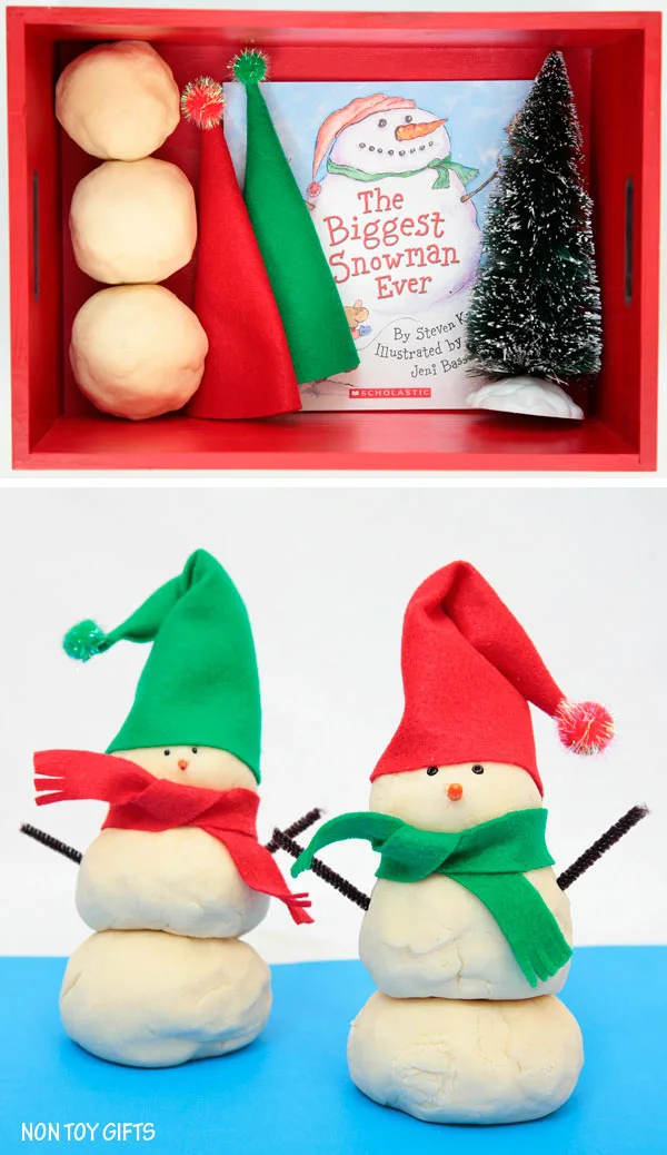Play dough snowman kit for kids. Fun winter activity. Handmade book-inspired gift. | at Non-Toy GIfts