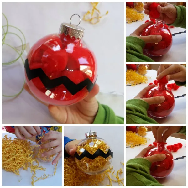 Charlie Brown kid-made Christmas ornaments. Easy and fun winter craft for the Peanuts movie fans. | at Non Toy Gifts