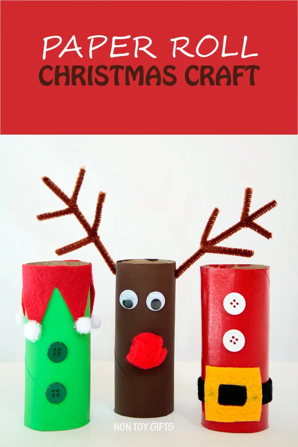 Paper roll Christmas craft for kids: Santa, elf and reindeer. | at Non Toy Gifts