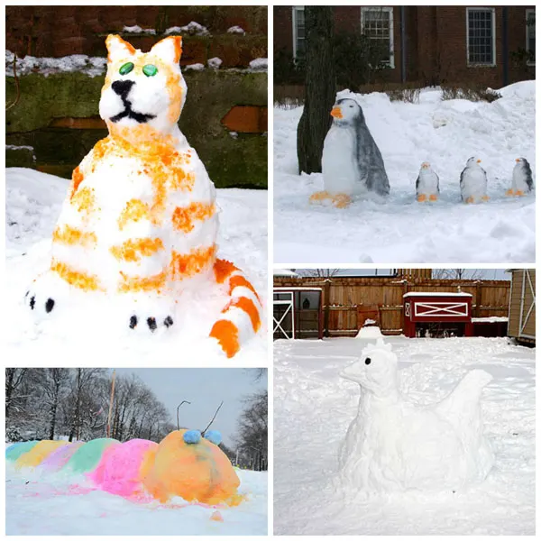 Snow building activities for kids to try this winter. Fun snow sculpture. | at Non-Toy Gifts