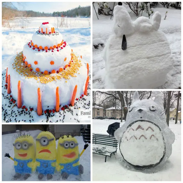Snow building activities for kids to try this winter. Fun snow sculpture. | at Non-Toy Gifts