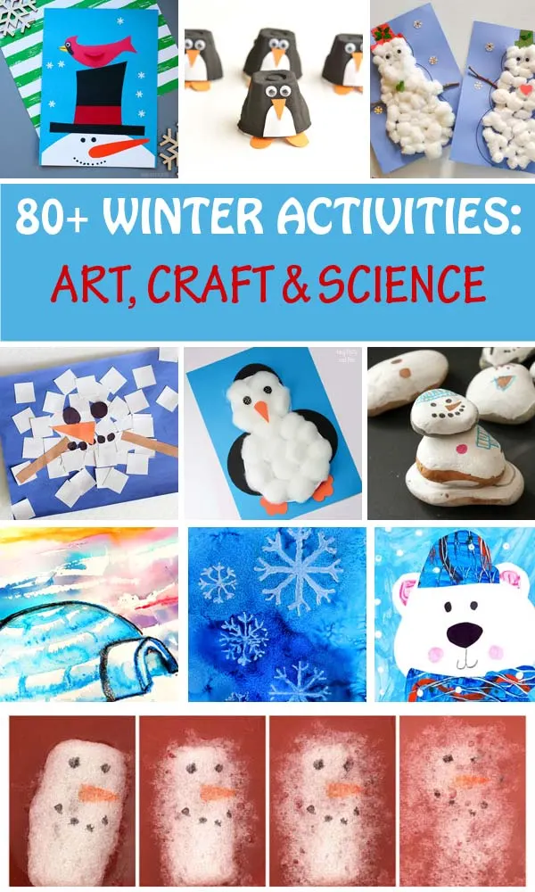 Winter activities for kids: art projects, craft ideas and science experiments. #wintercraft