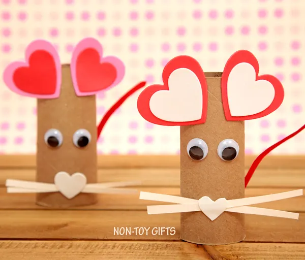 paper roll heart mouse craft