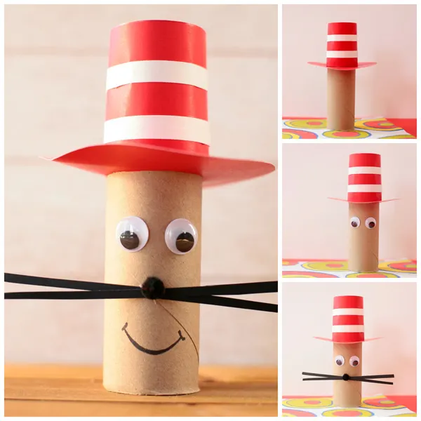 Paper roll Cat in the Hat craft for kids. Dr Seuss craft to get along with the book The Cat in the Hat. | at Non-Toy Gifts