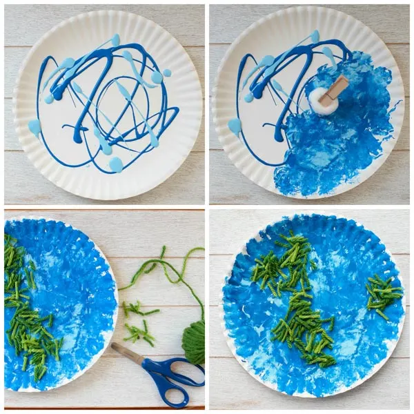 Yarn and paper plate Earth craft for kids. Easy enough for toddlers and preschoolers. Earth Day craft for kids. | at Non-Toy Gifts