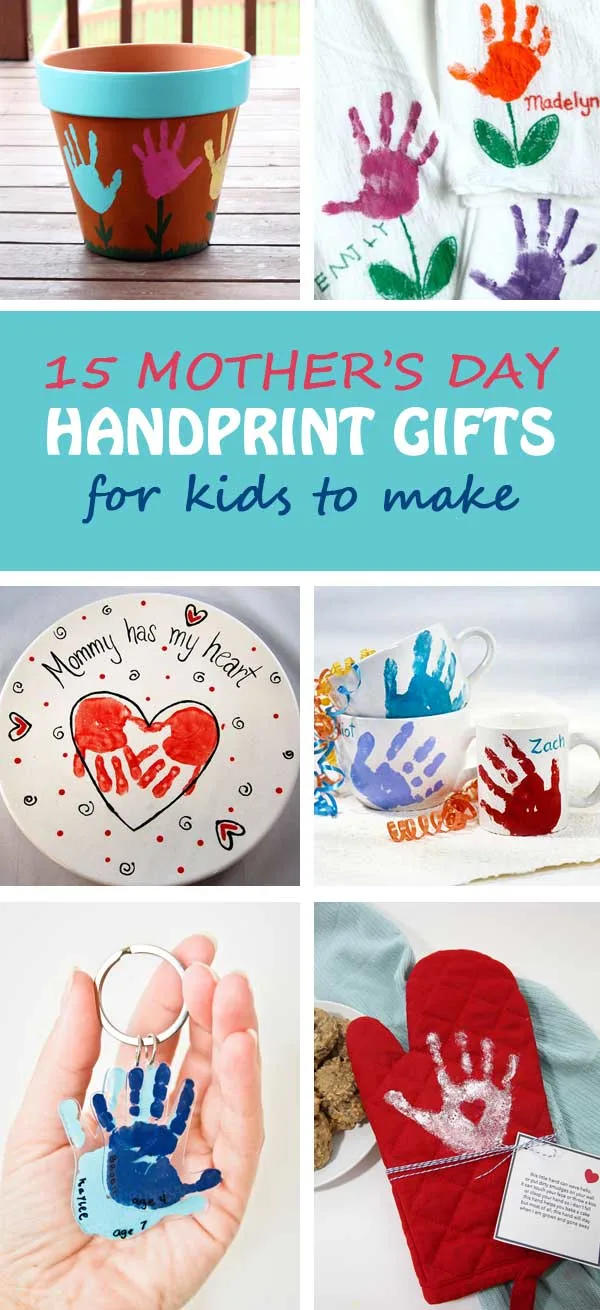 15 Mother's Day handprint gifts for kids to make for mothers and grandmothers. Easy and fun crafts for toddlers, preschoolers and kindergartners. Handprint keepsake gifts | at Non-Toy Gifts