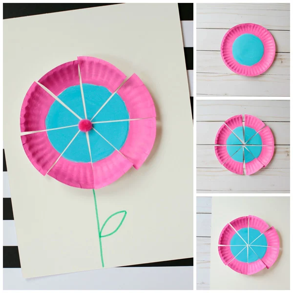 Paper plate flower craft for kids to make this spring | at Non-Toy Gifts
