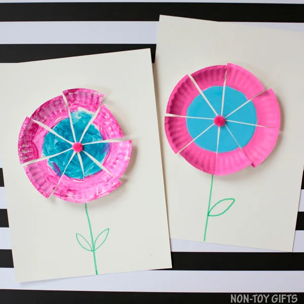 Simple paper plate flower craft for kids to make this spring and summer. | at Non-Toy Gifts