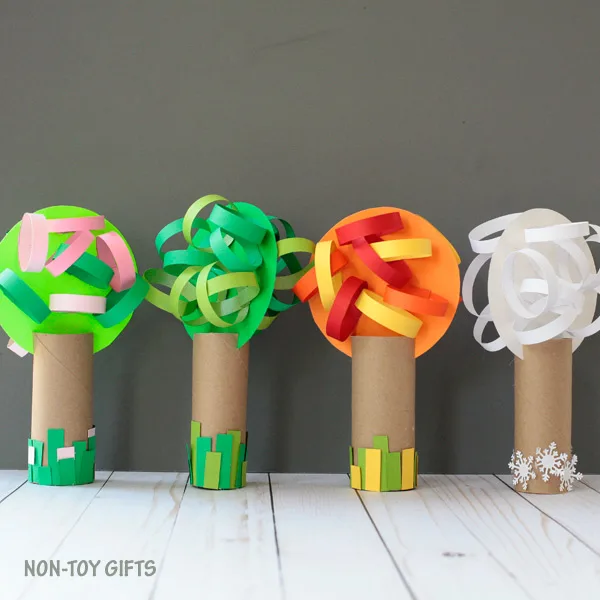 4 season tree craft for kids to make: spring, summer, fall and winter