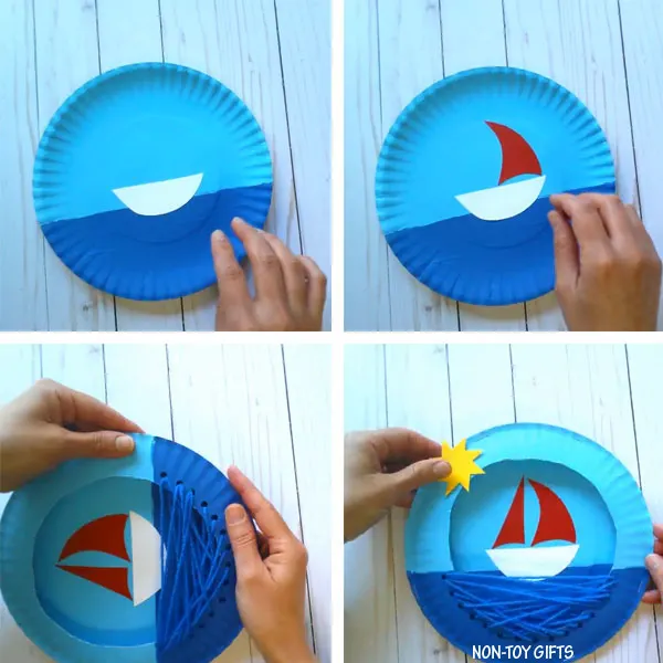Paper plate boat summer craft