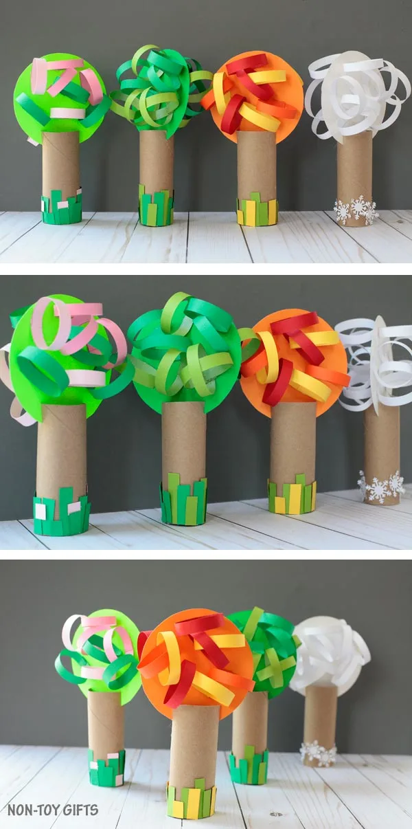 4 season tree craft. Celebrate the changing of seasons: spring, summer, autumn and winter. Perfect for preschoolers and kindergartners. | at Non-Toy Gifts