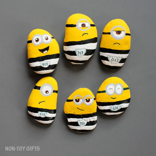Minions in jail craft for kids. Painted rocks. | at Non-Toy Gifts