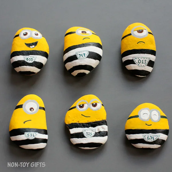 Minions in jail craft. Painted rocks for kids to play with. | at Non-Toy Gifts