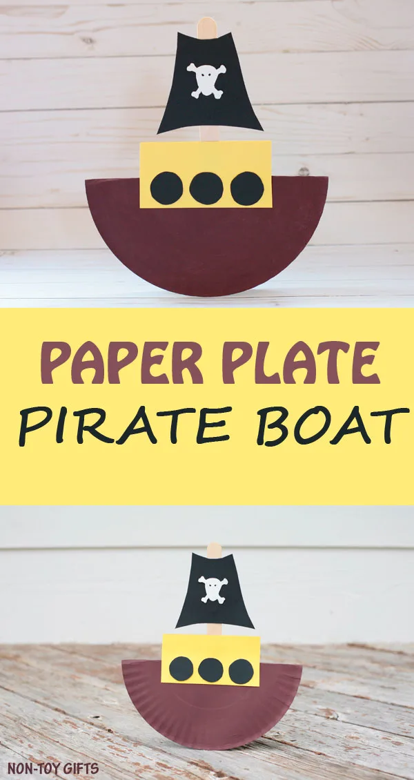 Rocking paper plate pirate boat craft for kids to make. Fun ship craft for preschoolers, kindergartners and older kids. | at Non-Toy Gifts