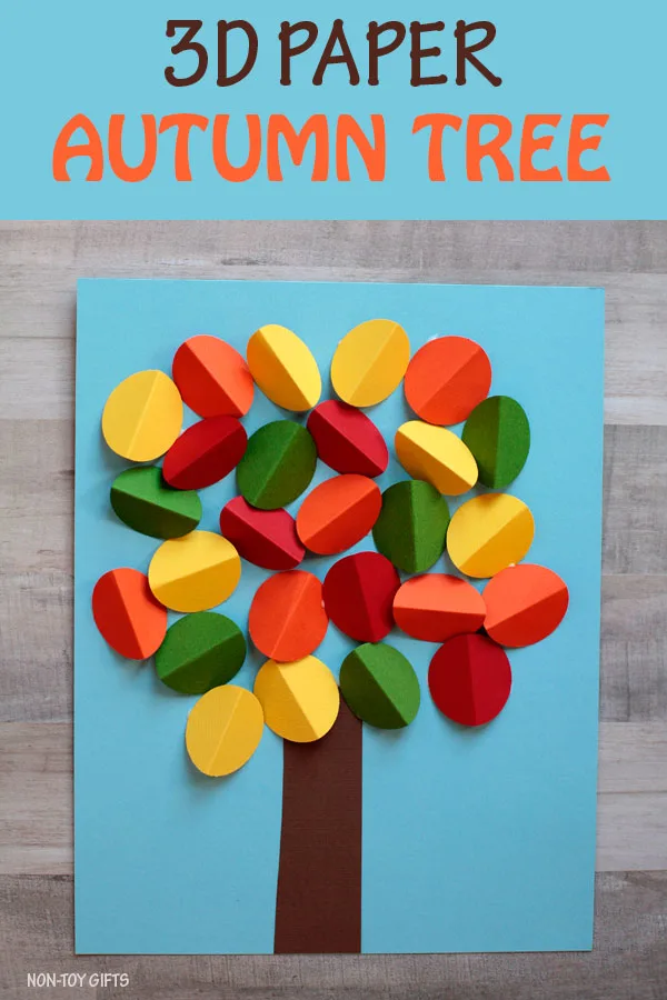 3D paper autumn tree craft for kids to make this fall. Easy craft for preschoolers, kindergartners and older kids. | at Non-Toy Gifts