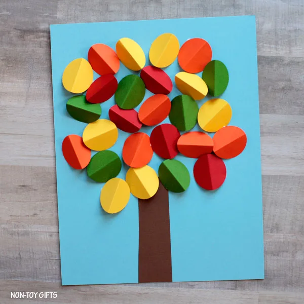 3D paper fall tree craft for kids