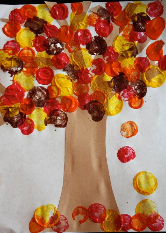 cork painted fall tree