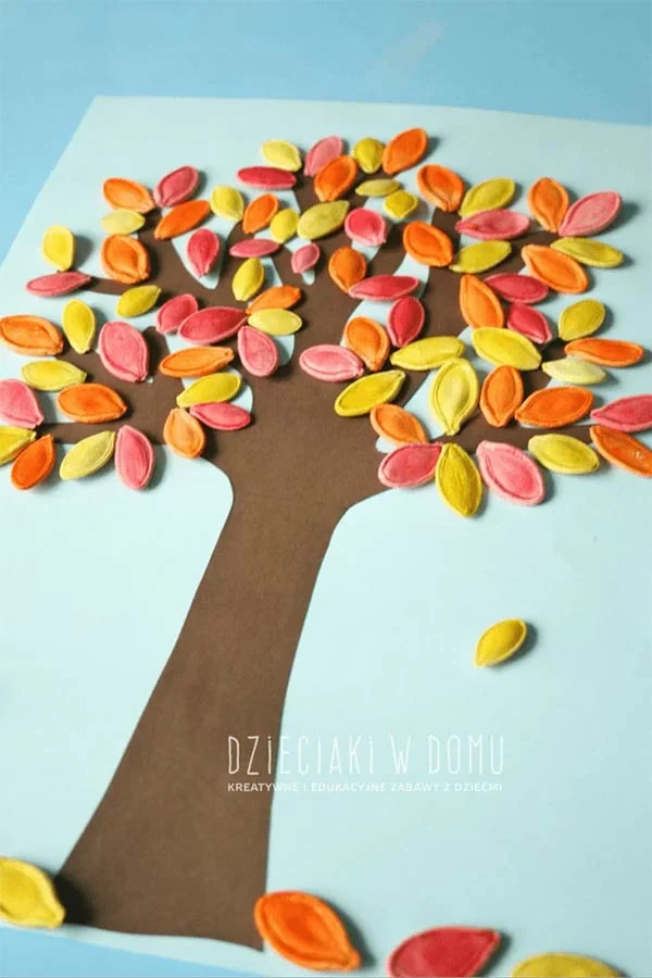 colored pumpkin seed fall tree