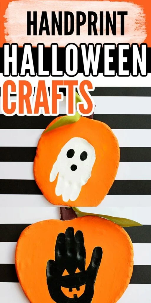 Handprint Halloween arts and crafts for toddlers and older kids